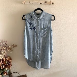 Velvet Heart Embroidered Floral Stripe Tunic